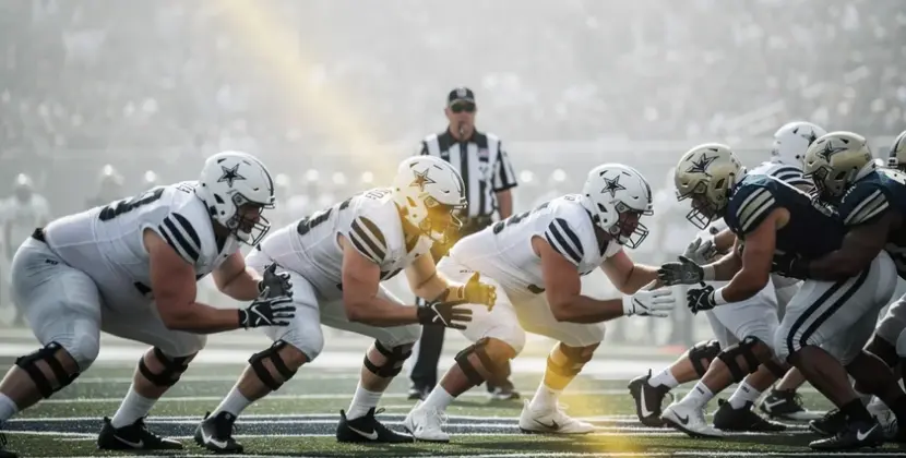 Cleveland Browns offensive linemen in formation during an NFL game, highlighting 2026 free agency re