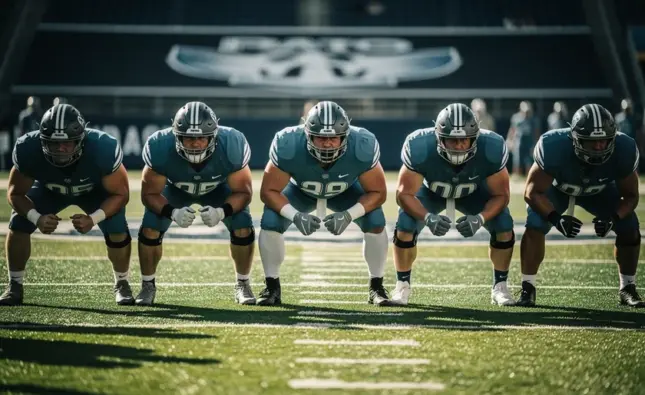 New York Giants helmet on the field during an NFL offseason practice session at MetLife Stadium